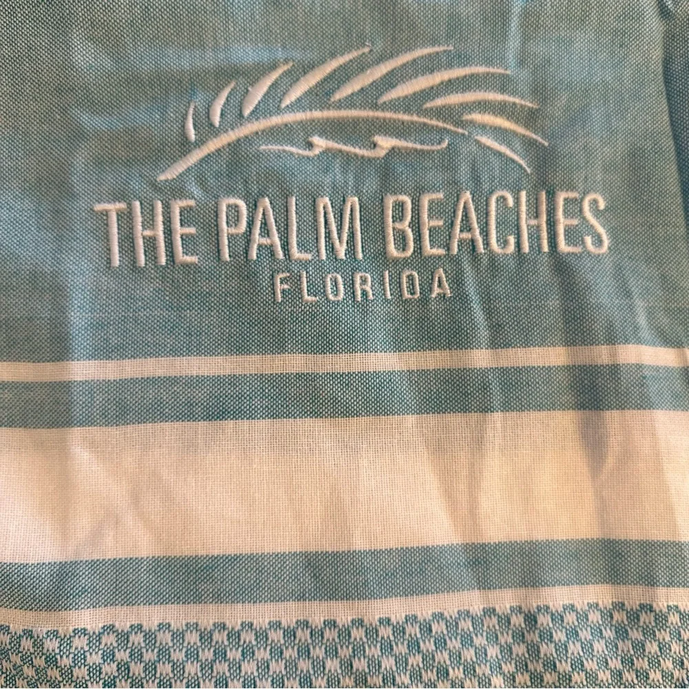 The Palm Beaches Florida Blue White Cotton Towel Set